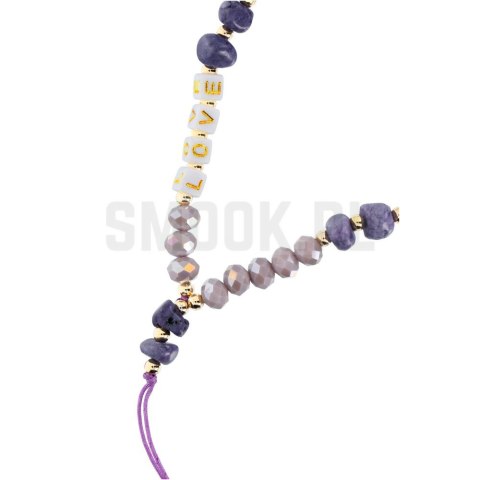 Zawieszka LOVE do telefonu / długość sznura 44cm (22cm w pętli) / na rękę - fioletowy Zawieszka LOVE do telefonu / długość sznura 44cm (22cm w pętli) / na rękę - fioletowy