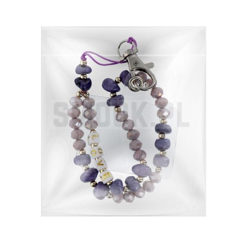 Zawieszka LOVE do telefonu / długość sznura 44cm (22cm w pętli) / na rękę - fioletowy Zawieszka LOVE do telefonu / długość sznura 44cm (22cm w pętli) / na rękę - fioletowy