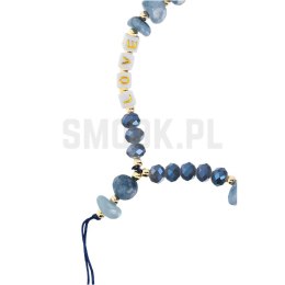 Zawieszka LOVE do telefonu / długość sznura 44cm (22cm w pętli) / na rękę - niebieski