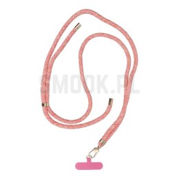 Zawieszka SWING (8mm) do telefonu z regulacją długości / długość sznura 165cm (max 82,5cm w pętli) / na ramię lub szyję - różowo