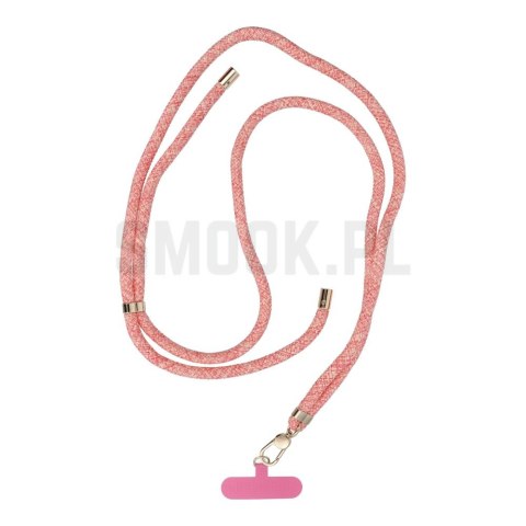 Zawieszka SWING (8mm) do telefonu z regulacją długości / długość sznura 165cm (max 82,5cm w pętli) / na ramię lub szyję - różowo Zawieszka SWING (8mm) do telefonu z regulacją długości / długość sznura 165cm (max 82,5cm w pętli) / na ramię lub szyję - różowo