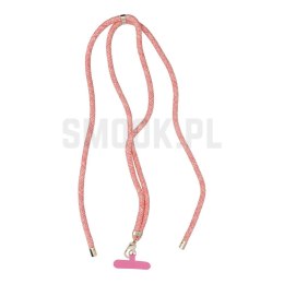 Zawieszka SWING (8mm) do telefonu z regulacją długości / długość sznura 165cm (max 82,5cm w pętli) / na ramię lub szyję - różowo