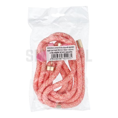 Zawieszka SWING (8mm) do telefonu z regulacją długości / długość sznura 165cm (max 82,5cm w pętli) / na ramię lub szyję - różowo Zawieszka SWING (8mm) do telefonu z regulacją długości / długość sznura 165cm (max 82,5cm w pętli) / na ramię lub szyję - różowo