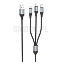 HOCO kabel 3w1 USB A do Lightning / Micro USB / Typ C 2,4A X102 1 m czarny