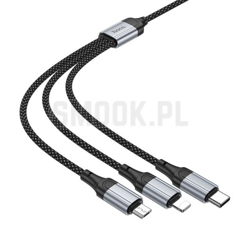 HOCO kabel 3w1 USB A do Lightning / Micro USB / Typ C 2,4A X102 1 m czarny HOCO kabel 3w1 USB A do Lightning / Micro USB / Typ C 2,4A X102 1 m czarny