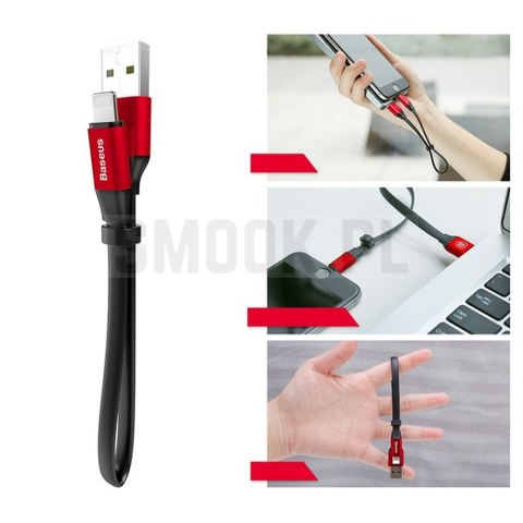 BASEUS kabel USB A do Lightning 2A Nimble CALMBJ-B91 0,23 m czarno czerwony BASEUS kabel USB A do Lightning 2A Nimble CALMBJ-B91 0,23 m czarno czerwony