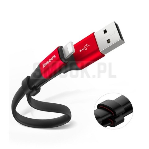 BASEUS kabel USB A do Lightning 2A Nimble CALMBJ-B91 0,23 m czarno czerwony BASEUS kabel USB A do Lightning 2A Nimble CALMBJ-B91 0,23 m czarno czerwony