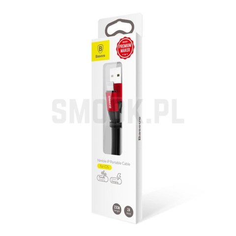 BASEUS kabel USB A do Lightning 2A Nimble CALMBJ-B91 0,23 m czarno czerwony BASEUS kabel USB A do Lightning 2A Nimble CALMBJ-B91 0,23 m czarno czerwony