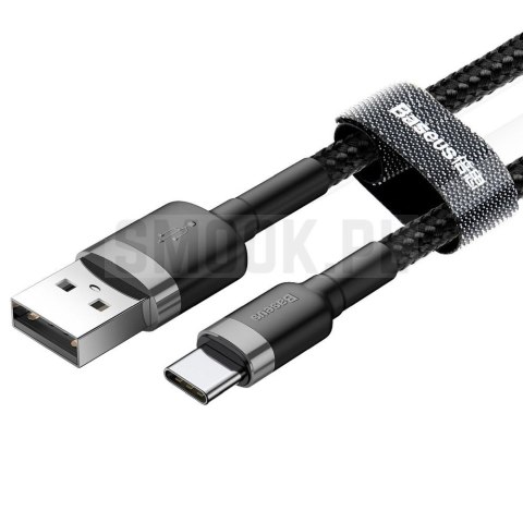 BASEUS kabel USB A do Typ C 1,5A Cafule CATKLF-CG1 2 m szaro czarny BASEUS kabel USB A do Typ C 1,5A Cafule CATKLF-CG1 2 m szaro czarny