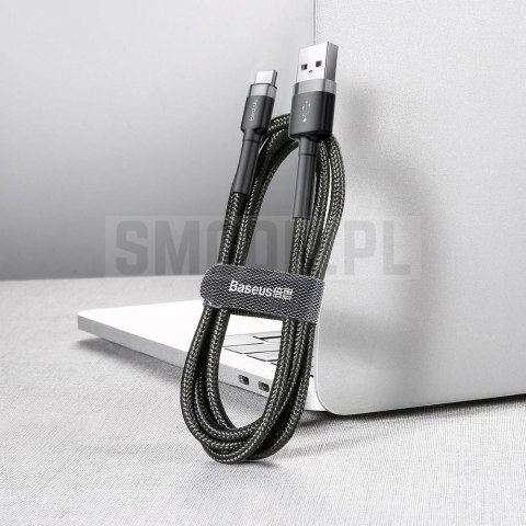 BASEUS kabel USB A do Typ C 1,5A Cafule CATKLF-CG1 2 m szaro czarny BASEUS kabel USB A do Typ C 1,5A Cafule CATKLF-CG1 2 m szaro czarny