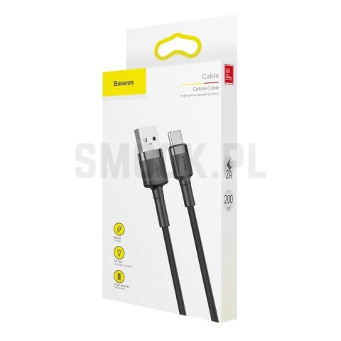 BASEUS kabel USB A do Typ C 1,5A Cafule CATKLF-CG1 2 m szaro czarny BASEUS kabel USB A do Typ C 1,5A Cafule CATKLF-CG1 2 m szaro czarny