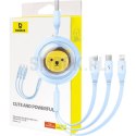 BASEUS kabel zwijany 3w1 USB A do Micro USB / Lightning / Typ C 3.5A CB000063 1,1 m niebieski