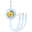 BASEUS kabel zwijany 3w1 USB A do Micro USB / Lightning / Typ C 3.5A CB000063 1,1 m niebieski