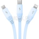 BASEUS kabel zwijany 3w1 USB A do Micro USB / Lightning / Typ C 3.5A CB000063 1,1 m niebieski