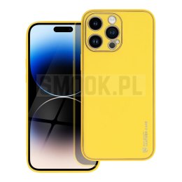 Futerał LEATHER CASE skórzany do IPHONE 14 Pro Max żółty